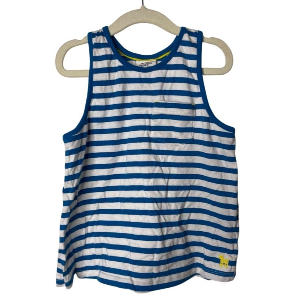 Mini Boden unisex blue stripe tank top 6-7yo